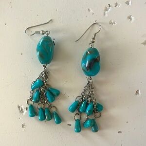 Elegant Turquoise Tassel Earrings